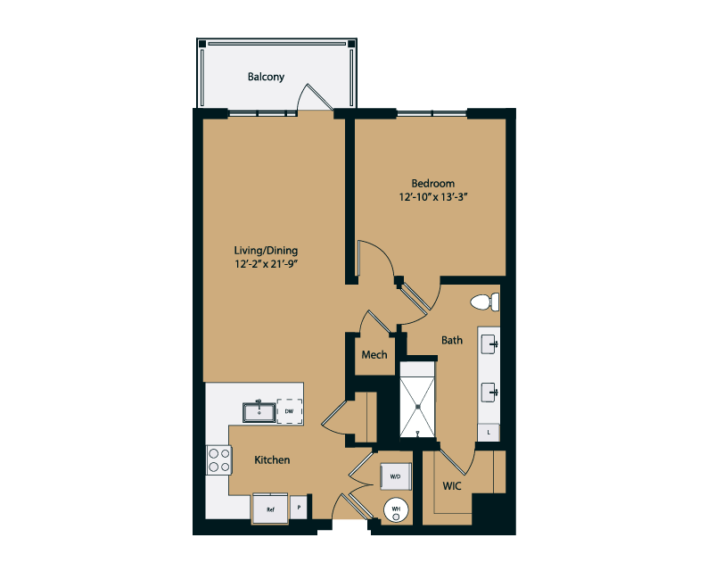 Floor plan layout diagram for 1B-3